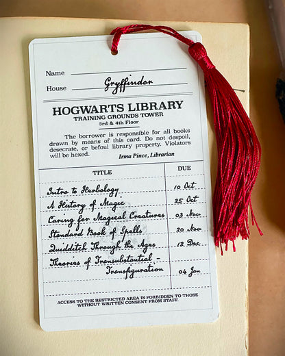 Hogwarts Library Card Bookmark